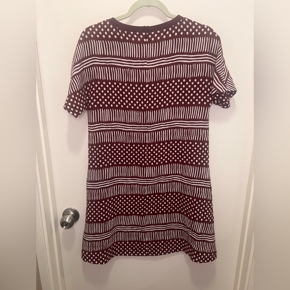 Madewell Women's Burgundy & Cream Patterned Shirt Dress. - Picture 2 of 5